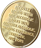 Man On A Bed 12 Step Call AA Medallion 1.5" Gold Plated Sobriety AA #3 Bedside Chip