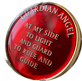 Guardian Angel Medallion Mandarin Metallic Red Gold Plated Tri-Plate Coin