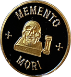 Memento Mori Medallion Black Gold Skull Hourglass Remember You Must Die Coin