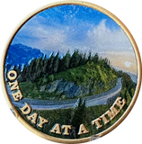 Mountain Winding Road One Day At A Time Medallion With Serenity Prayer