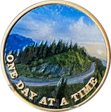 Mountain Winding Road One Day At A Time Medallion With Serenity Prayer