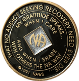 3 Year Official NA Medallion Black Silver Glitter Clean Time Sobriety Chip