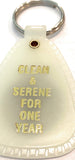 1 Year NA Keytag White Glow Narcotics Anonymous Keychain Clean & Serene