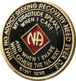 Offical NA Triplate Red & White Color Narcotics Anonymous Medallion 18 Month Year 1 - 50 - RecoveryChip