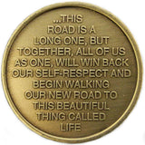 Bulk Lot of 25 Coins Never Alone Again Medallion Mountain Road Scene Sobriety Chip