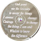 Rainbow Swarovski Crystal AA Medallion Nickel Plated Sobriety Chip Year 1 - 56 - RecoveryChip