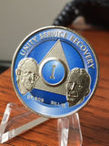 Ocean Breeze Blue Nickel Plated AA Alcoholics Anonymous Founders Medallion Chip Year 1-65 All Years Available - RecoveryChip