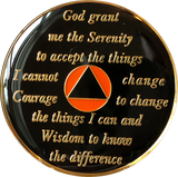 Black Orange Gold Tri-Plate AA Medallion 24 Hours 18 Month Year 1 - 40 Sobriety Chip - RecoveryChip