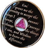9 Month AA Medallion Hot Pink Glitter Gold Tri-Plate Sobriety Chip