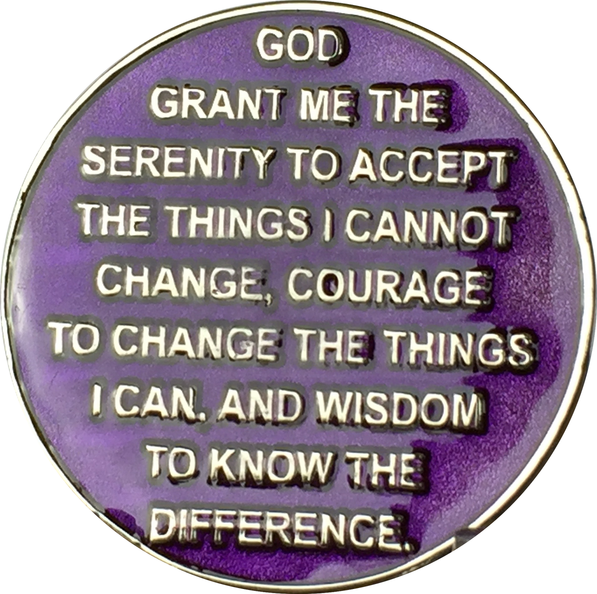 Purple Silver Plated Praying Hands One Day At A Time Serenity Prayer M ...