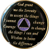 18 Month AA Medallion Purple Glitter Tri-Plate Sobriety Chip - RecoveryChip