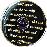 1 Year AA Medallion Purple Tri-Plate Transition Swarovski Crystal Sobriety Chip - RecoveryChip