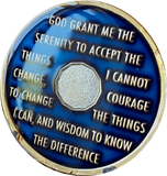 1 Year AA Medallion Midnight Blue Tri-Plate Sobriety Chip