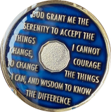 1 2 3 4 5 6 7 8 9 10 11 or 18 Month AA Medallion Midnight Blue Tri-Plate Sobriety Chip