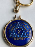 Keychain AA Medallion Holder For Recovery Mint Tri-Plate Chips Gold Plated - RecoveryChip