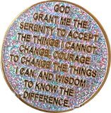 1 2 3 4 5 6 7 8 9 10 11 12 13 14 or 15 Year AA Medallion Reflex Birthday Funfetti Glitter Silver Gold Plated Sobriety Chip