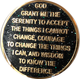 1 Year AA Medallion Reflex Milky Way Glitter Black Gold Plated Sobriety Chip - RecoveryChip