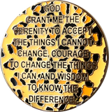 1 - 10 Year AA Medallion Leopard Spot Animal Print Reflex Design Sobriety Chip - RecoveryChip