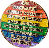 1 2 3 4 5 6 7 8 9 10 11 or 18 Month AA Medallion Reflex Rainbow Glitter Sobriety Chip