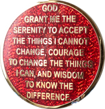 1 Year AA Medallion Reflex Glitter Red Gold Plated Sobriety Chip - RecoveryChip
