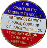 1 Year AA Medallion Reflex Red White & Blue Patriotic Gold Plated Sobriety Chip
