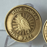 Ride Sober Ride Free Eagle Biker Serenity Prayer Medallion Chip Coin - RecoveryChip