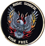 Ride Sober Ride Free Eagle Flames Sobriety Chip Color Medallion