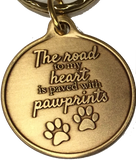 The Road To My Heart Is Paved With Paw Prints Double Paw Print Bronze Pet Keychain - RecoveryChip