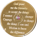Rose Swarovski Crystal AA Medallion Gold Plated Sobriety Chip Year 1 - 56 - RecoveryChip