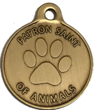 Saint Francis of Assisi Protect My Pet / Patron Saint Of Pets Dog Tag Charm Bronze - RecoveryChip