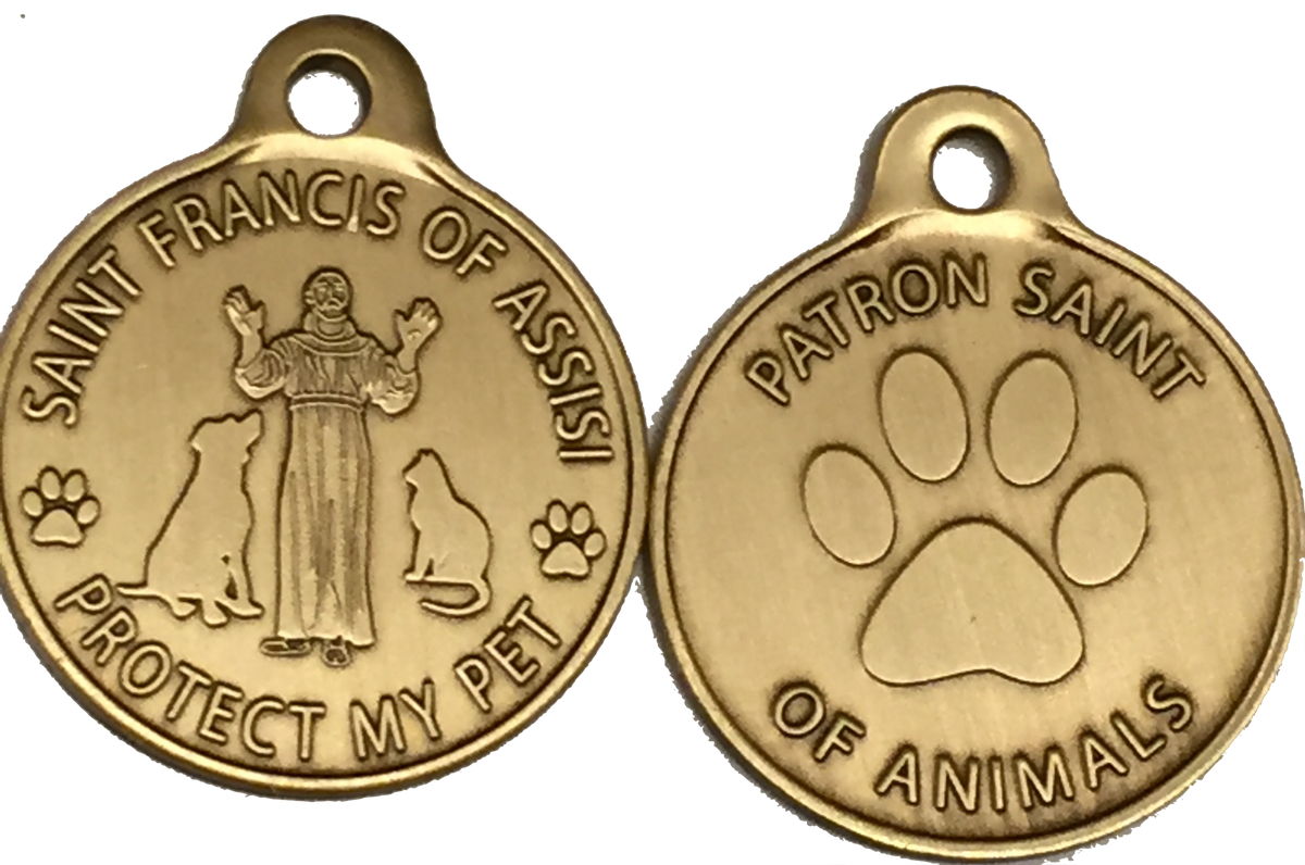 SaintFrancisDogTagBronzePairGo