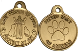 Saint Francis of Assisi Protect My Pet / Patron Saint Of Pets Dog Tag Charm Bronze - RecoveryChip