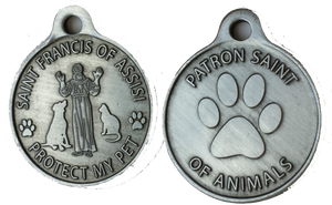 Saint Francis of Assisi Protect My Pet / Patron Saint Of Pets Dog Tag Charm Pewter Color Nicodium - RecoveryChip