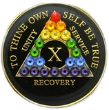 Crystallized AA Medallion Black Rainbow Crystal Tri-Plate Sobriety Chip Year 1 - 50 - RecoveryChip