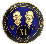 Founders AA Medallion Blue Bill & Bob Tri-Plate Sobriety Chip Year 1 - 65 Bill W & Doctor Bob - RecoveryChip