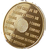 1 Year AA Medallion 1.5" Large Challenge Coin Premium 22k Gold Plated Sobriety Chip