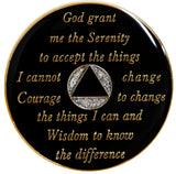 1 - 40 Year AA Medallion Silver Glitter Black Transition Swarovski Crystal Tri-Plate Sobriety Chip