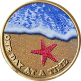 Starfish Beach Tropical One Day At A Time Color Medallion Serenity Prayer Chip