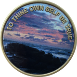 To Thine Own Self Be True Color Beach Sunrise Serenity Prayer Medallion Chip - RecoveryChip