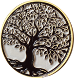 Sakura Cherry Tree Of Life White and Black On Bronze Spiritual Medallion Sobriety Chip