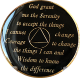1 Year AA Medallion Black Tri-Plate Clear Swarovski Crystal Sobriety Chip