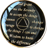 Amethyst Swarovski Crystal AA Medallion Black Tri-Plate Sobriety Chip Year 1 - 50 - RecoveryChip