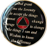 Red Gold Tri-Plate AA Medallion 24 Hours 18 Month Year 1 - 45 Sobriety Chip - RecoveryChip