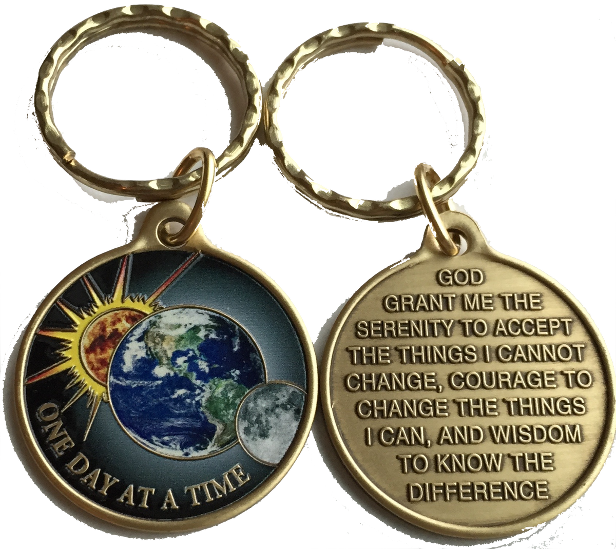 Universe Color One Day At A Time Keychain Serenity Prayer Earth