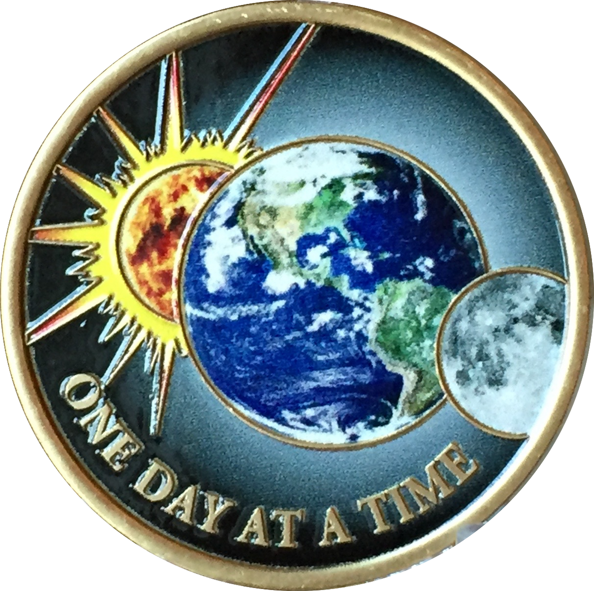 Universe One Day At A Time Color Medallion Sun Moon Earth Serenity