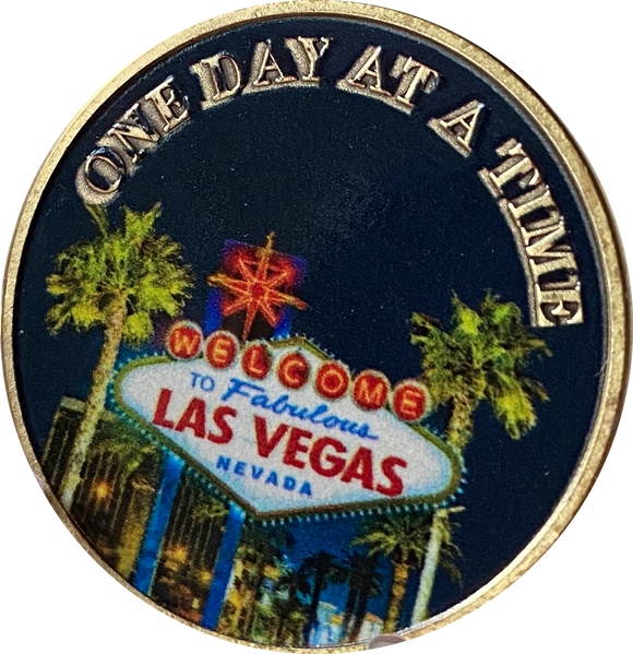 Las Vegas Sign Palm Tree One Day at A Time Medallion Serenity Prayer Chip…
