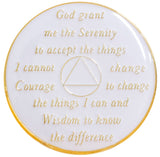 1 - 40 Year White AA Medallion Circle Shakra Swarovski Crystal Sobriety Chip