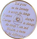 12 Year AA Medallion White Circle Shakra Crystal Tri-Plate Sobriety Chip