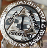 Over polish In Triangle 1 Year AA Medallion Reflex Winter Camo Sobriety Chip