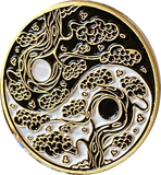 Sakura Tree Cherry Blossom Ying Yang Black and White Serenity Prayer Medallion